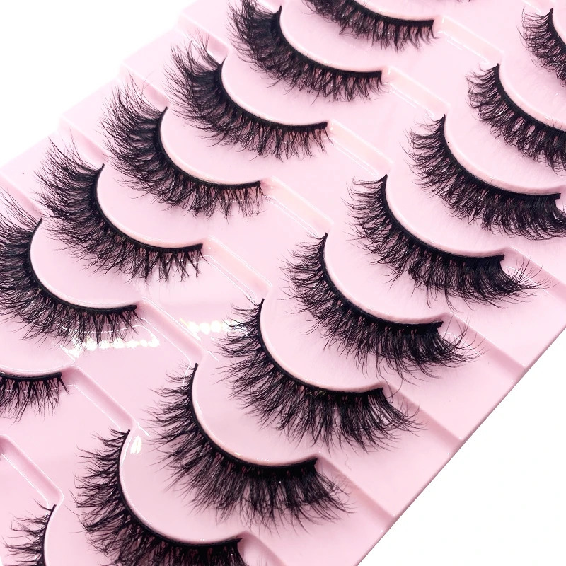 10 Pairs Faux Mink Eyelashes Handmade False Eyelashes Natural Nude Makeup Simulation Cross Messy Eye 3D Curly Eyelashes 240620