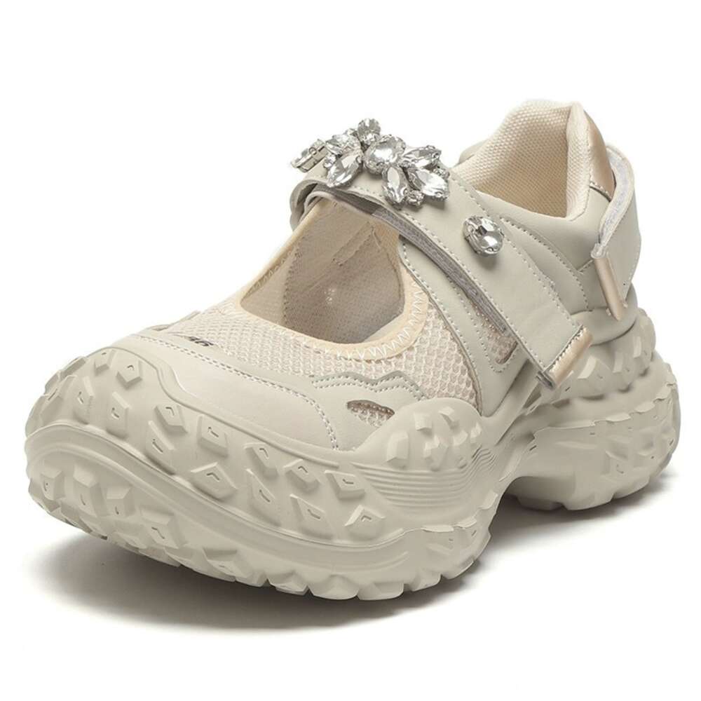 Vintage Hollow out Dad for Women's Spring 2024 New Velcro Mesh Casual Sports Shoes