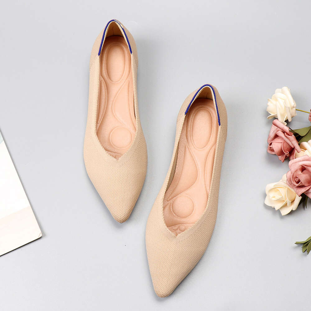 Rolls Princess Chicken Spring And Autumn Flying Weaving Single Doudou Flat Large Women S Soft Sole Knitted Pointed Boat Shoes Ddmysaturn