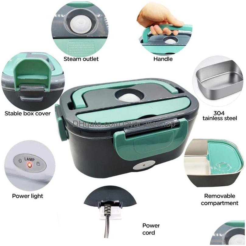 Electric Heating Lunch Box for Car/Truck/Home Portable Food Warmer Container 12V/24V/110V/220V US/EU Plug Leakproof | 2024 New
