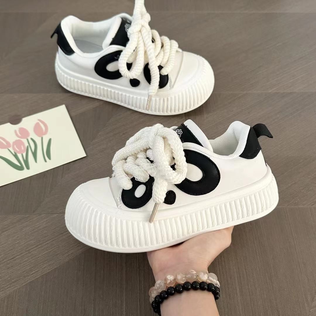 Casual Ddmysports Platform Board Women Lace Up Panda Student Lightweight Shoes Outdoor
