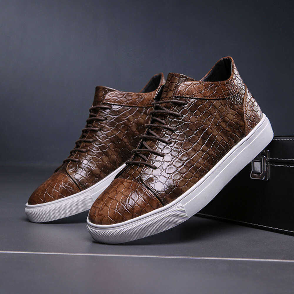 Trendy Large Board Thick Sole Korean Leather Casual Fashion High Gang Men S Shoes Ddmysaturn