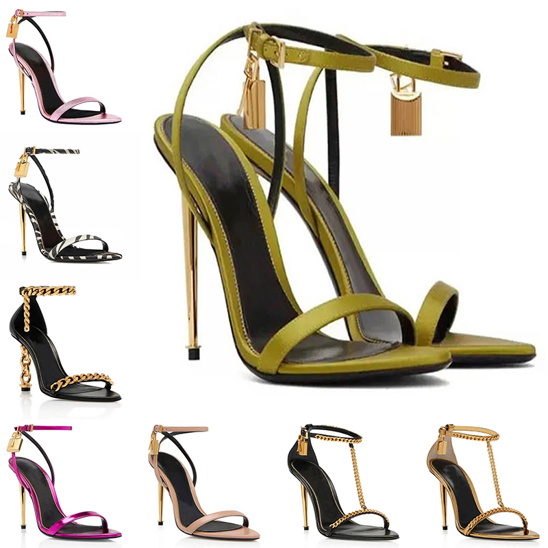 Tom Fords High Heels Luxury Designer Sandals Padlock Pointy Naked Sandal Pony Leopard Black Nude Pink Womens[code ：L]Slingback Pumps Sandale