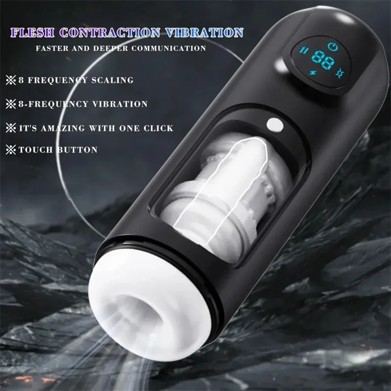 Automatic Sucks Male Masturbator Double Suspension Adult Sex Toys Gag In Mouth False Vagina Pusy Erotic Goods Toys 240531