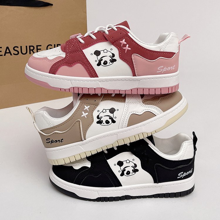 Cute Ddmysports Pink Panda Women Autumn New Round Ead Board Student Casual Shoes Outdoor