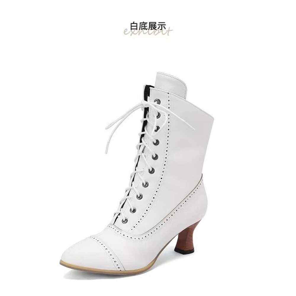 Style Lace New Up British Martin Wine Cup And Round Head Solid Color Large Women S Short Boots Ddmysaturn