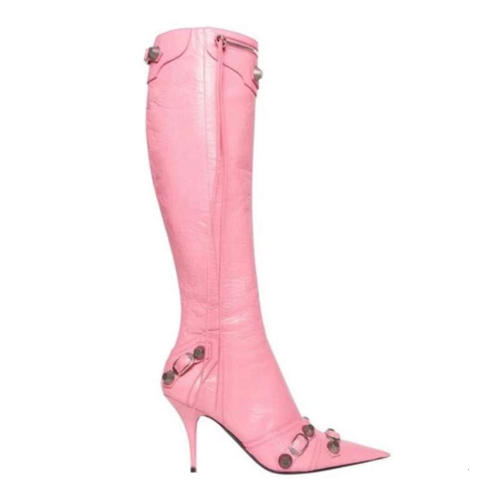 Slim Ultra Pointed Heel Side Open Zipper Rivet Large Tassel Boots High Heels Ddmysaturn