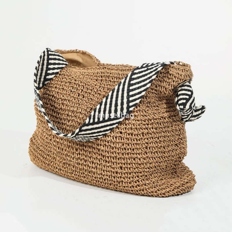 Han Feng Women's High Quality Fashion Simplicity Large Capacity Instagram Navy Style Grass Weaving Handmade One Shoulder Woven Bag Versatile Vaca
