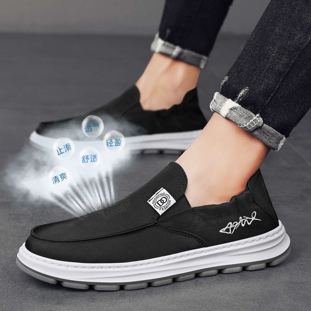 Ddmysports Men S Old Beijing Cloth With One Step Summer Canvas Soft Sole Low Top Lazy New Breathable Dad Shoes OUTDOOR