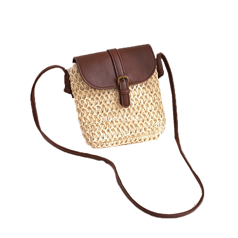 Designer Women's High Quality Retro Simple Large Capacity Imitation Vine Woven Bag Diagonal Straddle Bag Fashionable Lid Buckle Single Shoulder G