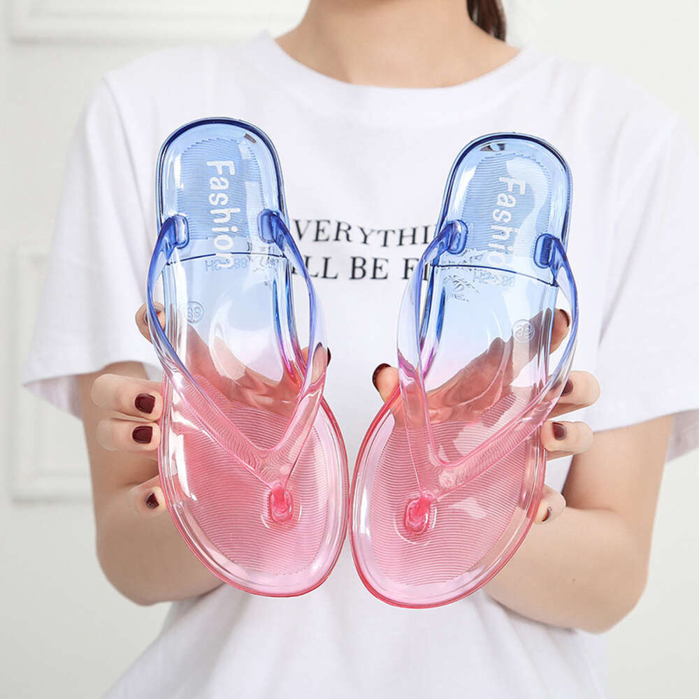 Slippers Two Herringbone For Women S Summer Fashion New Gradient Color Beach Crystal Shoes Straight Ddmysaturn