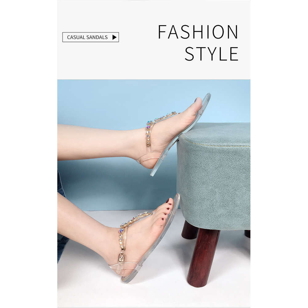 Jelly Shoes Summer PVC Women S Flat Bottom Casual Beach Transparent Crystal Sandals Ddmysaturn