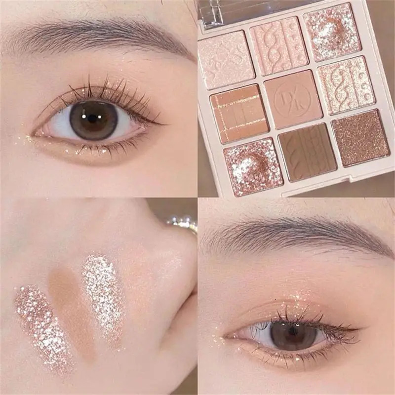 DIKALU Nine-color Eyeshadow Palette Rose Pink Color Pearly Matte Glitter Eyeshadow Shiny Eye Shadow Long-lasting Eye Makeup 240620