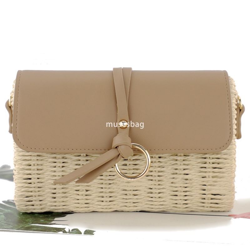 Designer Women's High Quality Fashionable and Practical Multi functional Crossbody Grass Knitted Round Buckle Single Shoulder Bag Beach Colorful 