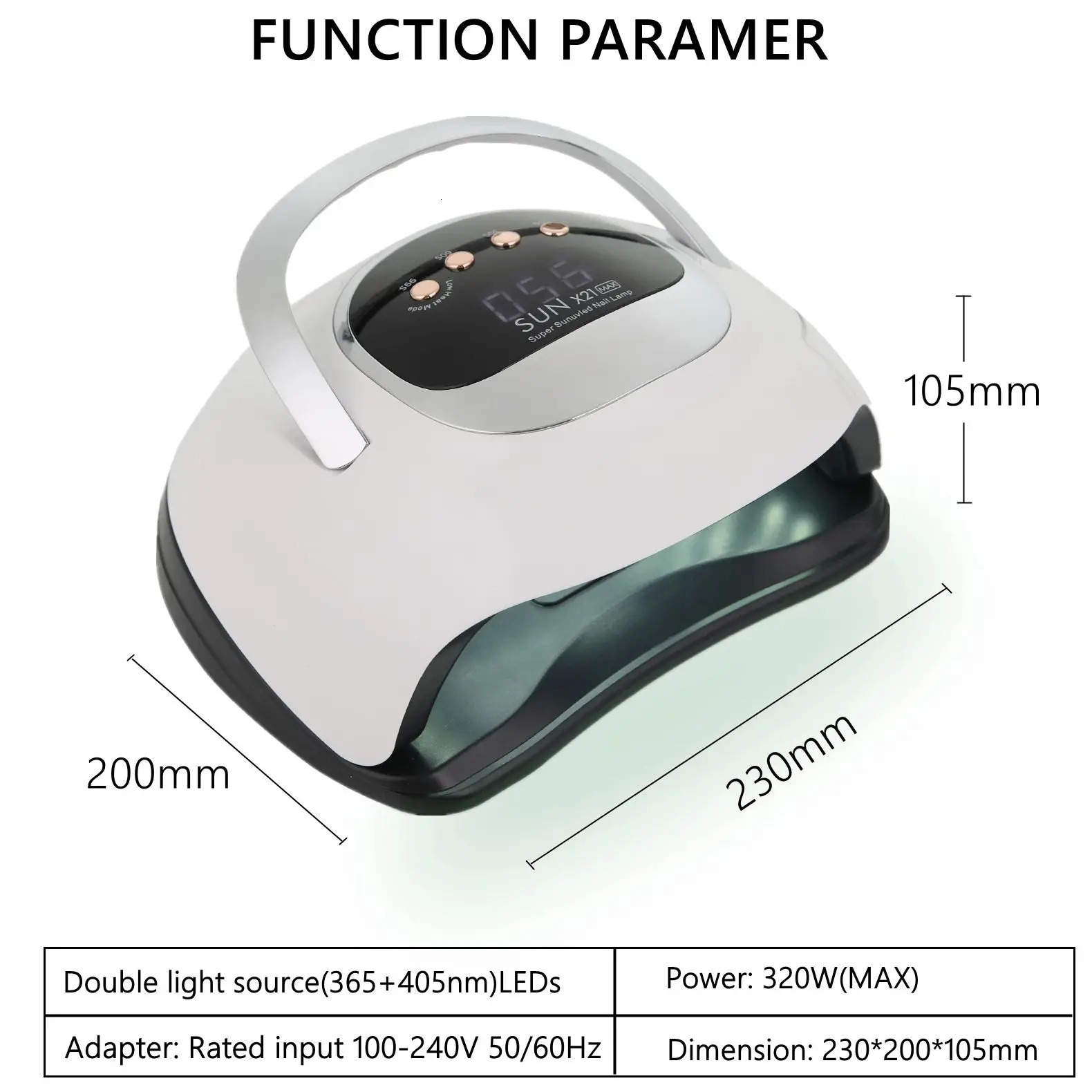 320W SUN X21 MAX 72 LEDS UV LED Nail Lamp For Gel Nail Polish Professional Nail Dryer Light With Timer Auto Sensor Nail Art Tool 240620