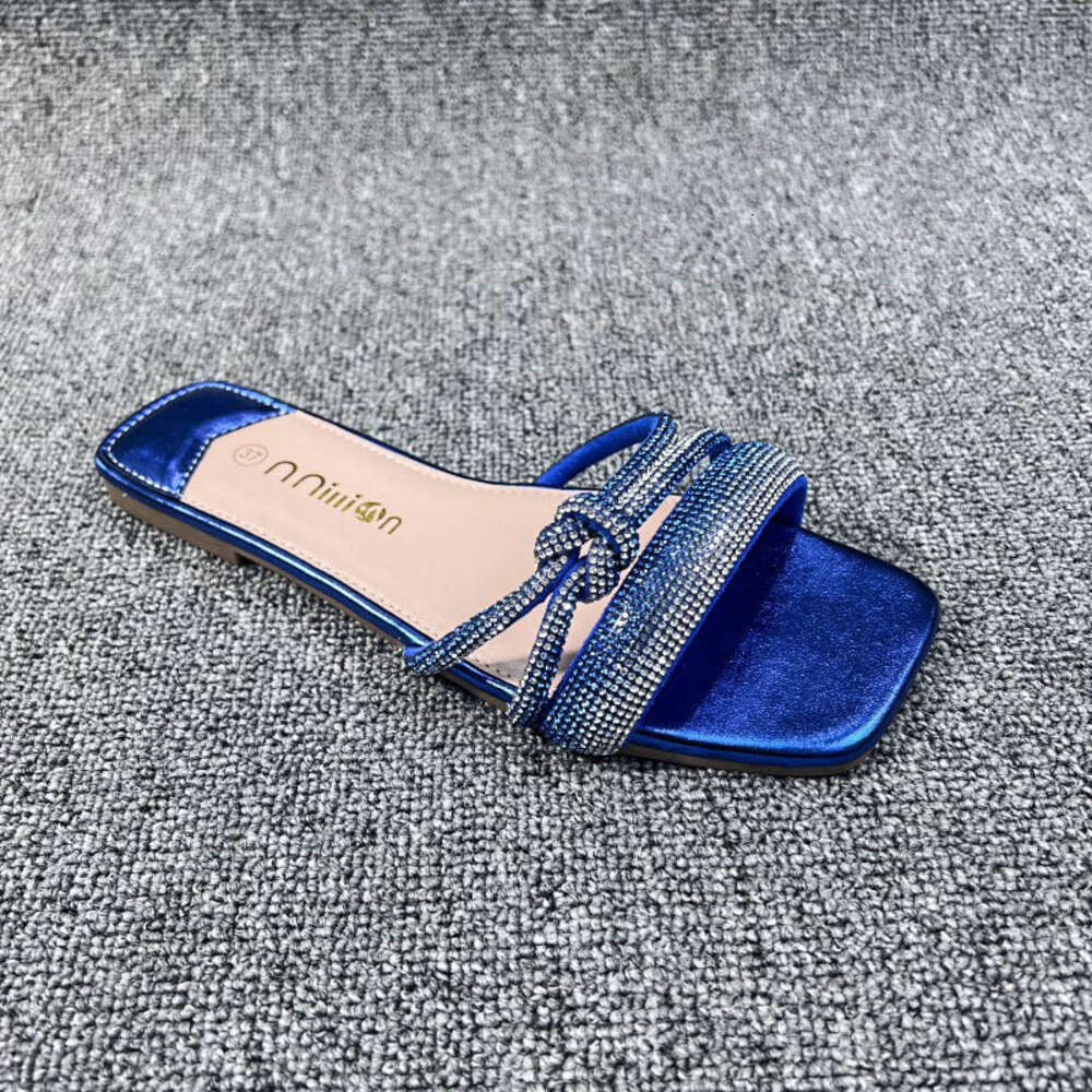 Shoes Slides Slippers New Women S Slippers Summer Straight Line Rhinestones For Wearing On The Outside Ddmysaturn