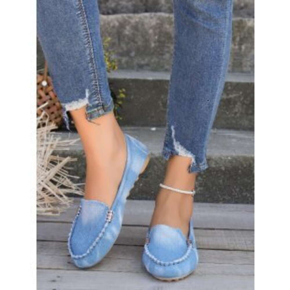 Size New Large Denim Bean Shallow Mouth One Foot Women S Singles Shoes Ddmysaturn