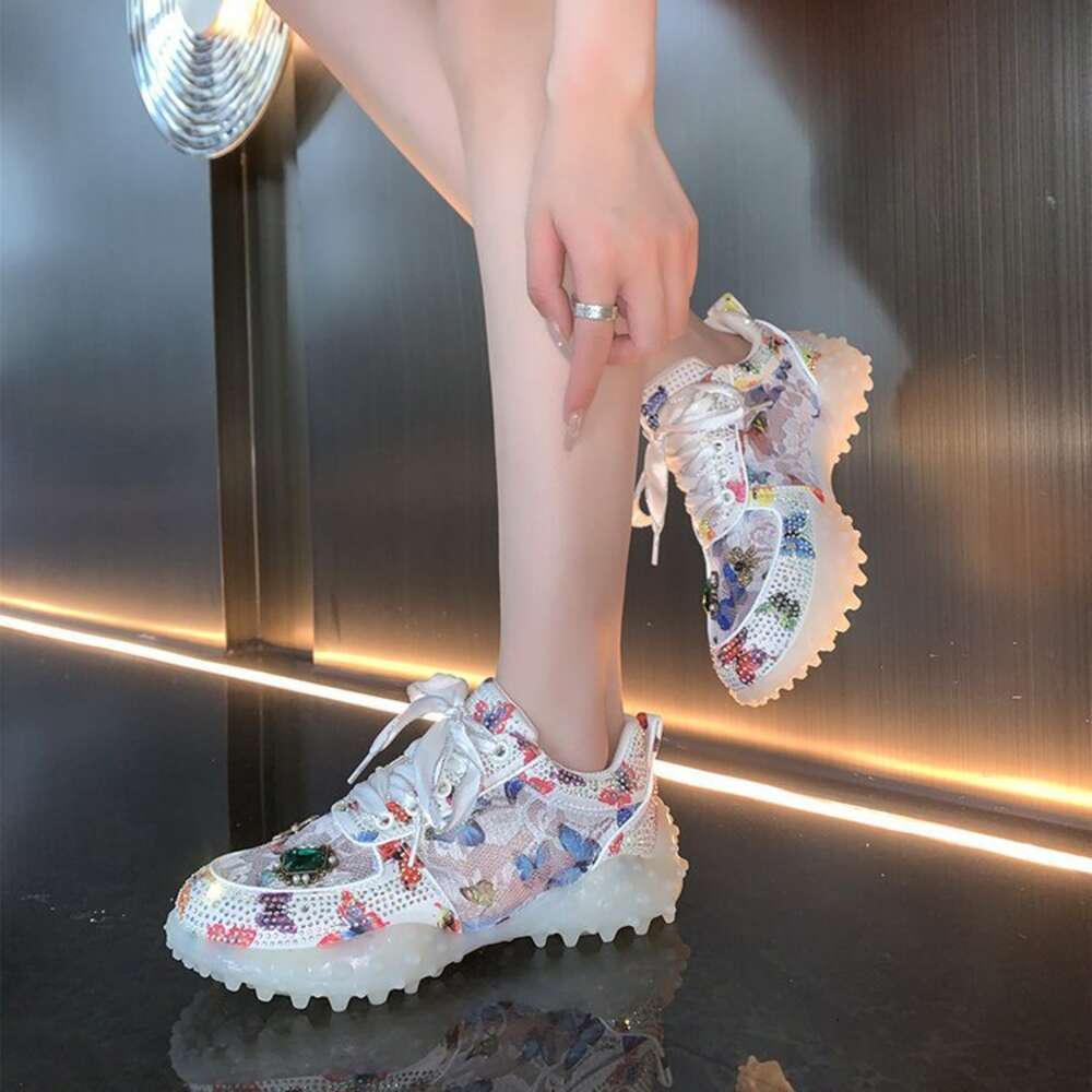 Ddmysports Dad S Women European Goods Explosive Street New Summer Breathable Single Thick Sole Casual Sports Water Diamond Mesh Shoes OUTDOOR