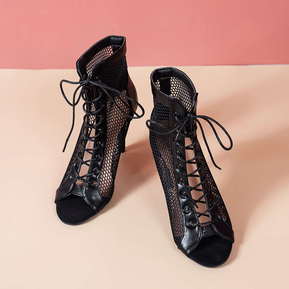 Slim Large Size High Heels Mesh Hollow Sexy Sandals Fashionable Lace Up Fabric Fish Mouth Cool Boots Ddmysaturn