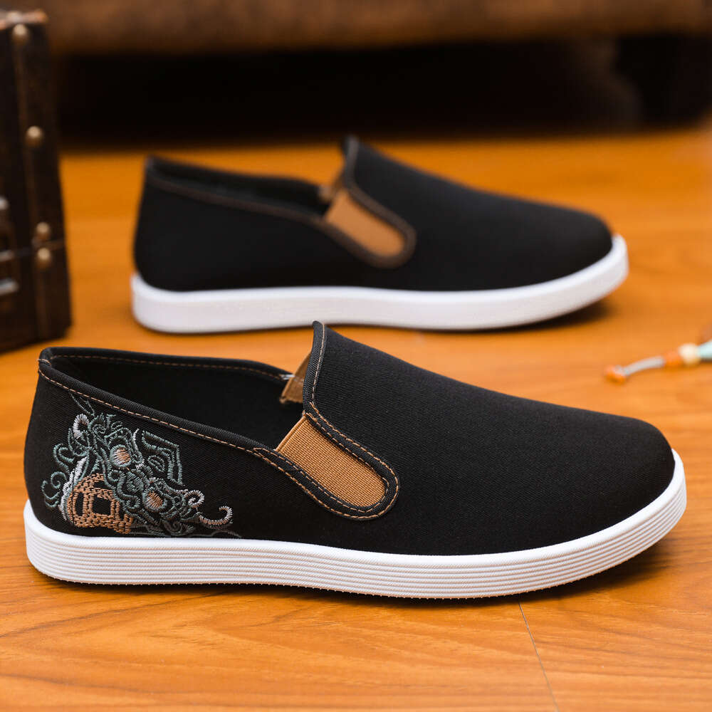 Ddmysports Spring New Chinese Style Embroidery Casual Old Beijing Cloth Men S Soft Sole Driving Shoes Anti Slip And Breathable OUTDOOR