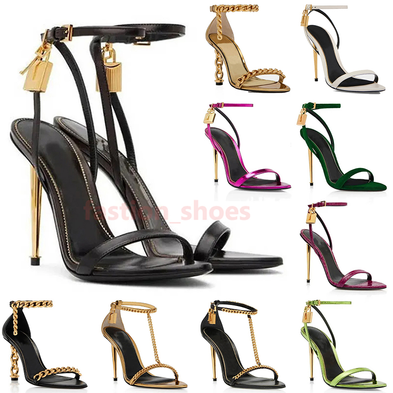 Tom Fords High Heels Luxury Designer Sandals Padlock Pointy Naked Sandal Pony Leopard Black Nude Pink Womens[code ：L]Slingback Pumps Sandale
