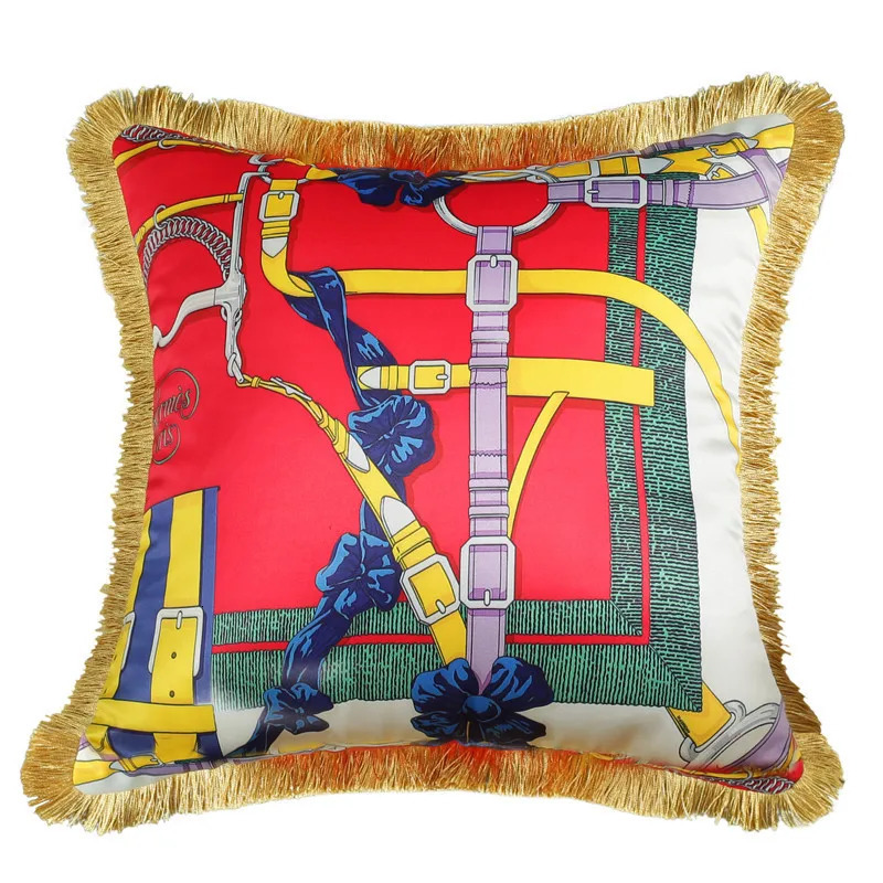 Entry Lux Pillow American Retro Sofa Cushion Cover Living Room Bedroom Bedside Lumbar Cushion Cover Model Room Pillowcase 240619