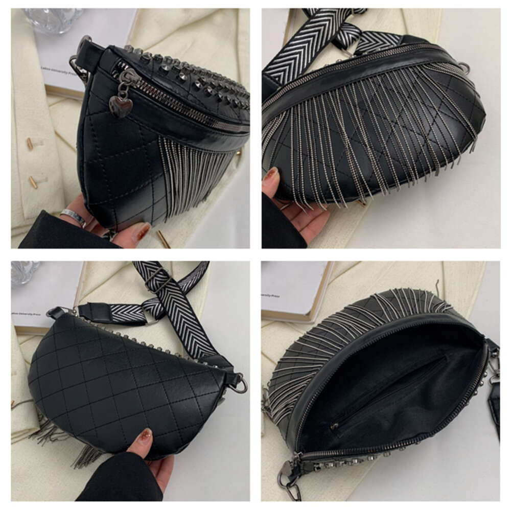 Brand Women Fanny Pack Tassel Leather Shoulder Crossbody Chest Ladies Waist Bag New Fashion Rivet Desing Phone Purses H6.20#30 ddmy 9649