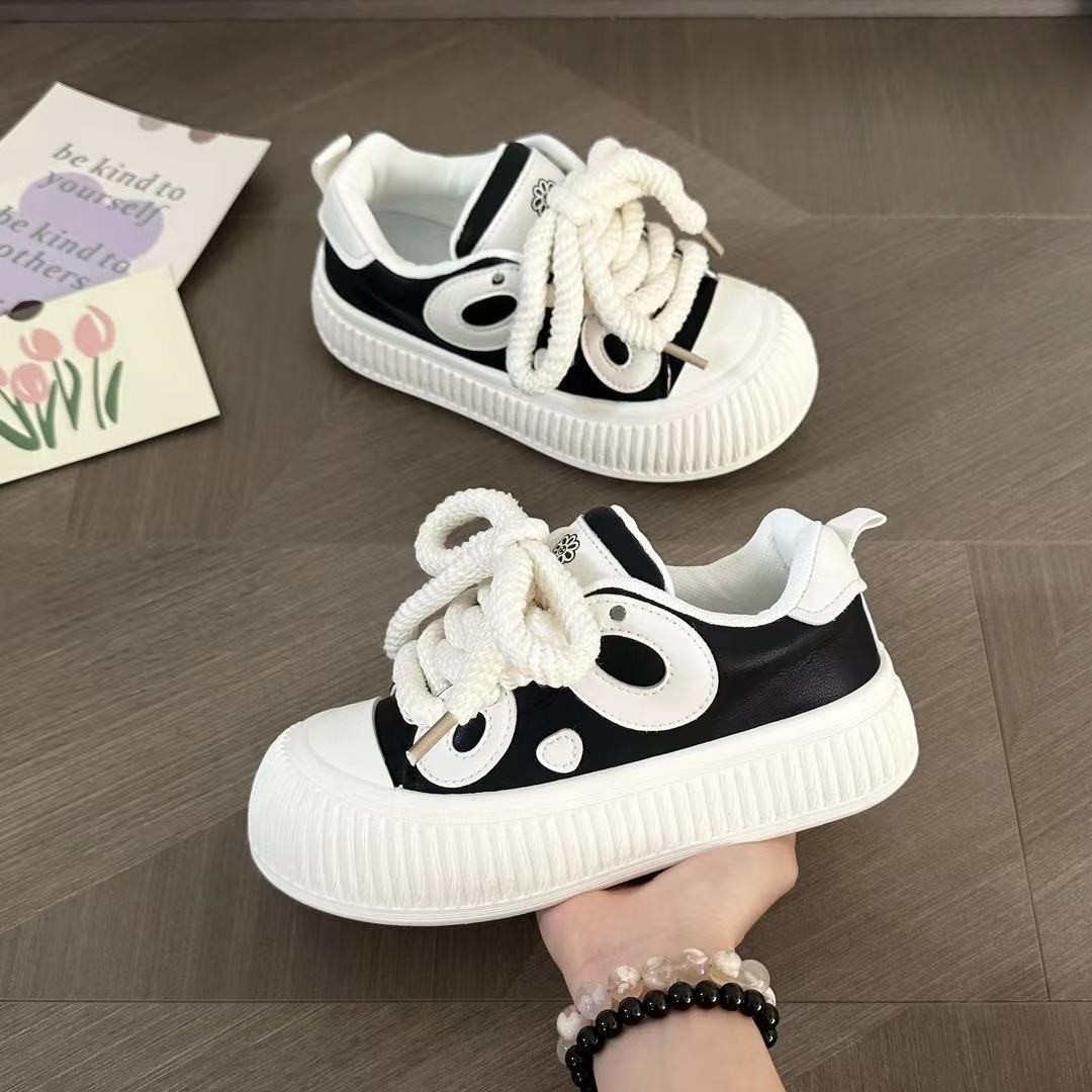 Ddmyoutdoor Casual Platform Board Women Lace Up Panda Student Lightweight Shoes Outdoor