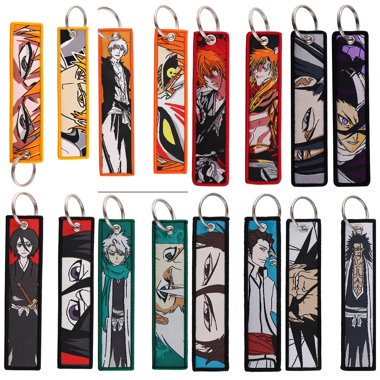 halloween japanese boys Cool Anime Embroidered Keys Tag Keychains for Women Keyring Japanese Keys Fashion Jewelry Accessories Gifts cartoon key tag