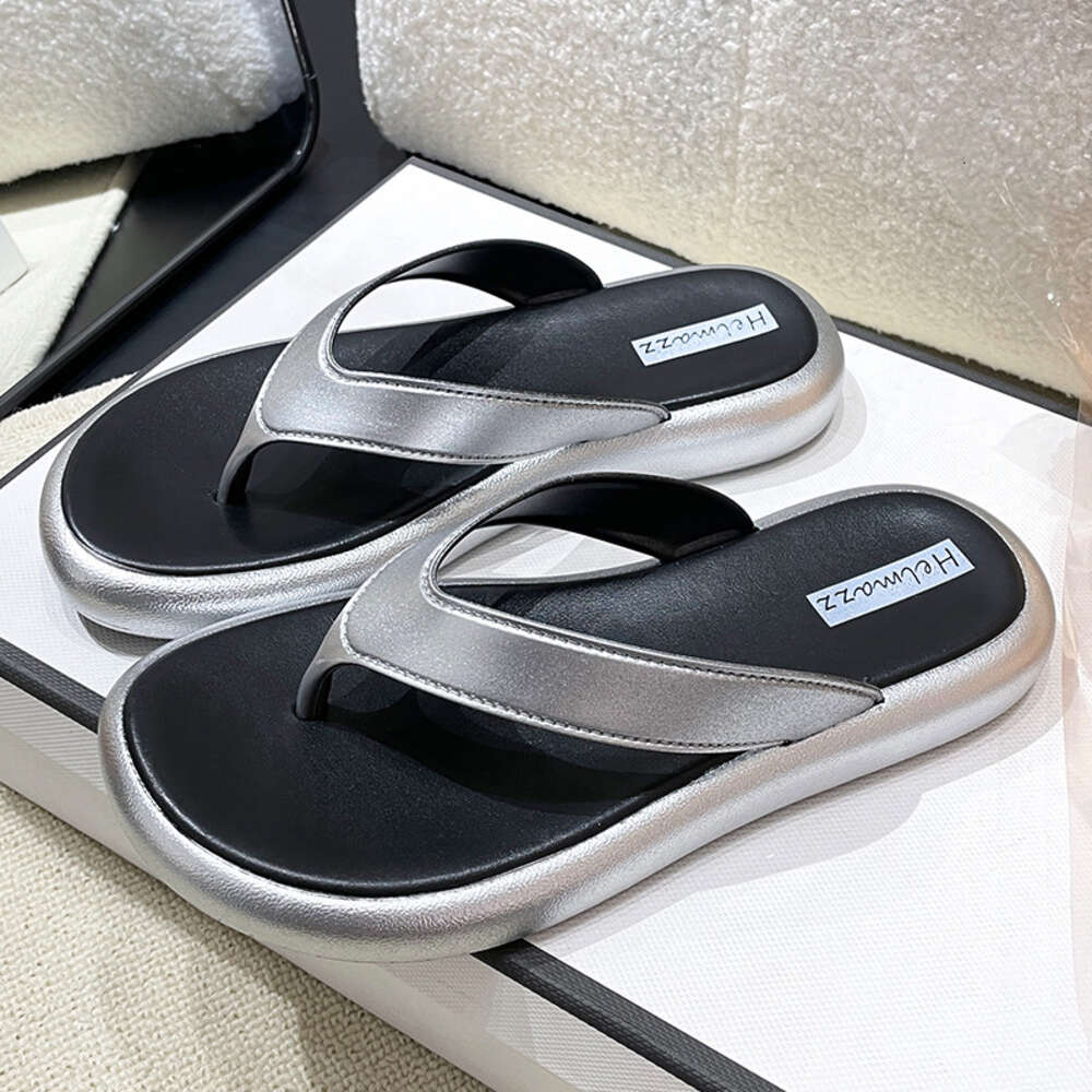 Slippers Silver Herringbone Women Instagram Fashion Summer Outerwear Fashionable Soft Soles Clip Feet And Beach Anti Slip Sandals For Ddmysaturn