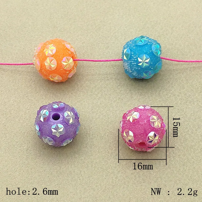 Arrival 16mm 50pcs Rhinestone Effect Round Ball Beads For Handmade Earring/Necklace DIY Parts.Jewelry Findings Components 240620