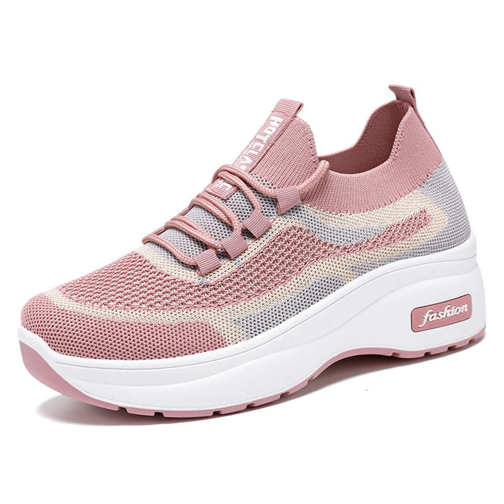 S With Women Thick Soles Classic Casual Sponge Cake Comfortable Breathable All Season Flying Woven Shoes Fashionable And Versatile Sock Ddmysaturn