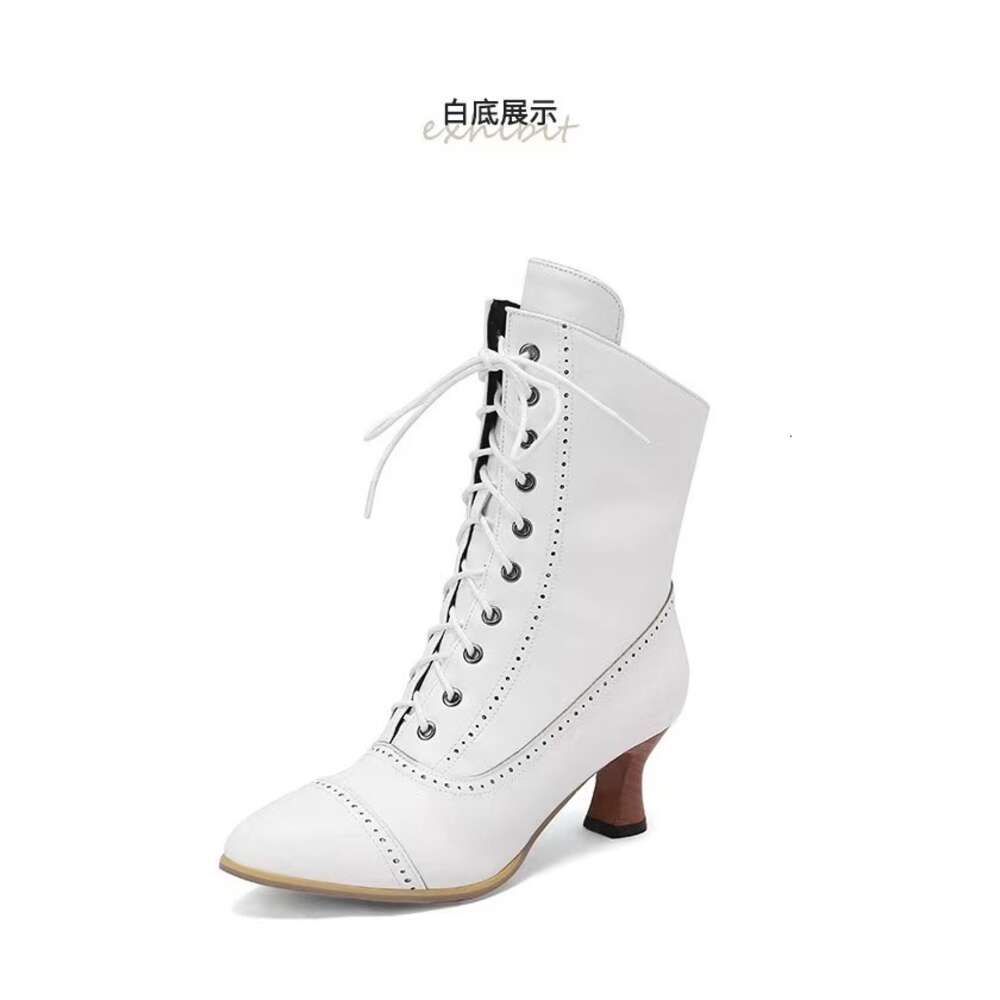 Style Lace New Up British Martin Wine Cup And Round Head Solid Color Large Women S Short Boots Ddmysaturn