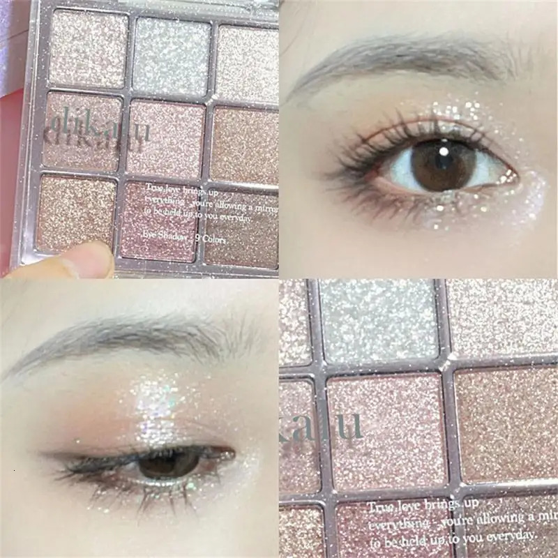DIKALU Nine-color Eyeshadow Palette Rose Pink Color Pearly Matte Glitter Eyeshadow Shiny Eye Shadow Long-lasting Eye Makeup 240620
