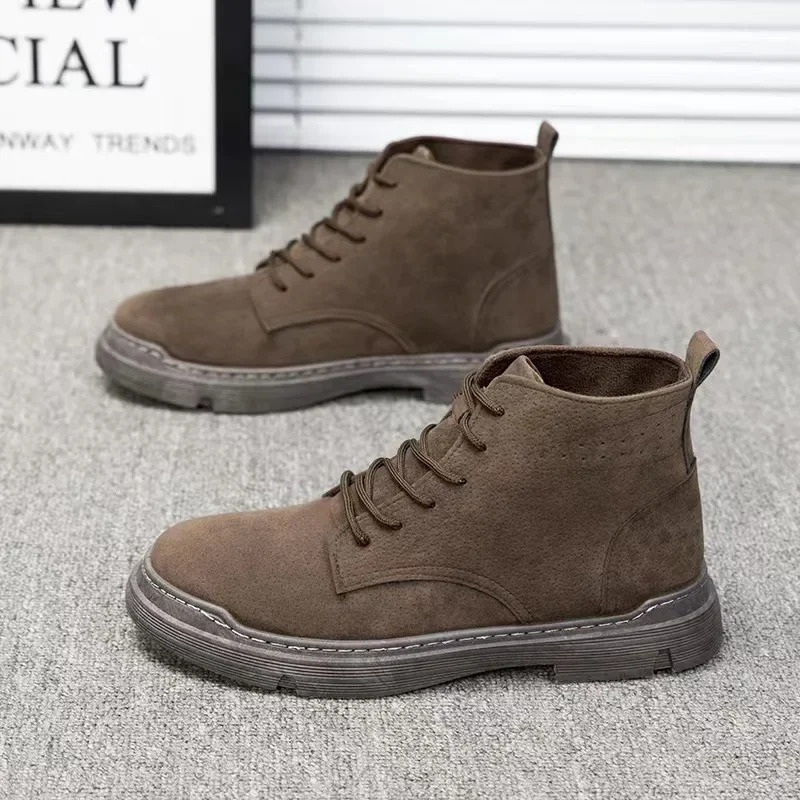 Mens Classic Vintage Boots Trend Outdoor High Top Fashion British Short Boots Travel Mountaineering Casual Shoes 240620