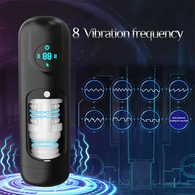 Automatic Sucks Male Masturbator Double Suspension Adult Sex Toys Gag In Mouth False Vagina Pusy Erotic Goods Toys 240531