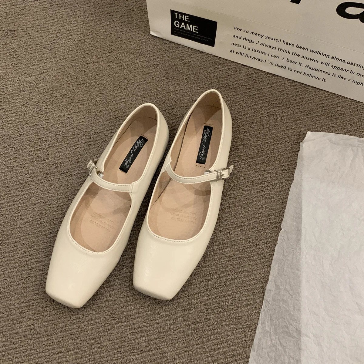 Mary Jane Woman Trend Ballet Flats Sier Hot Retro Square Toe Loafers New Leather Shoes With Straps Moccasins Formal Flat 240620
