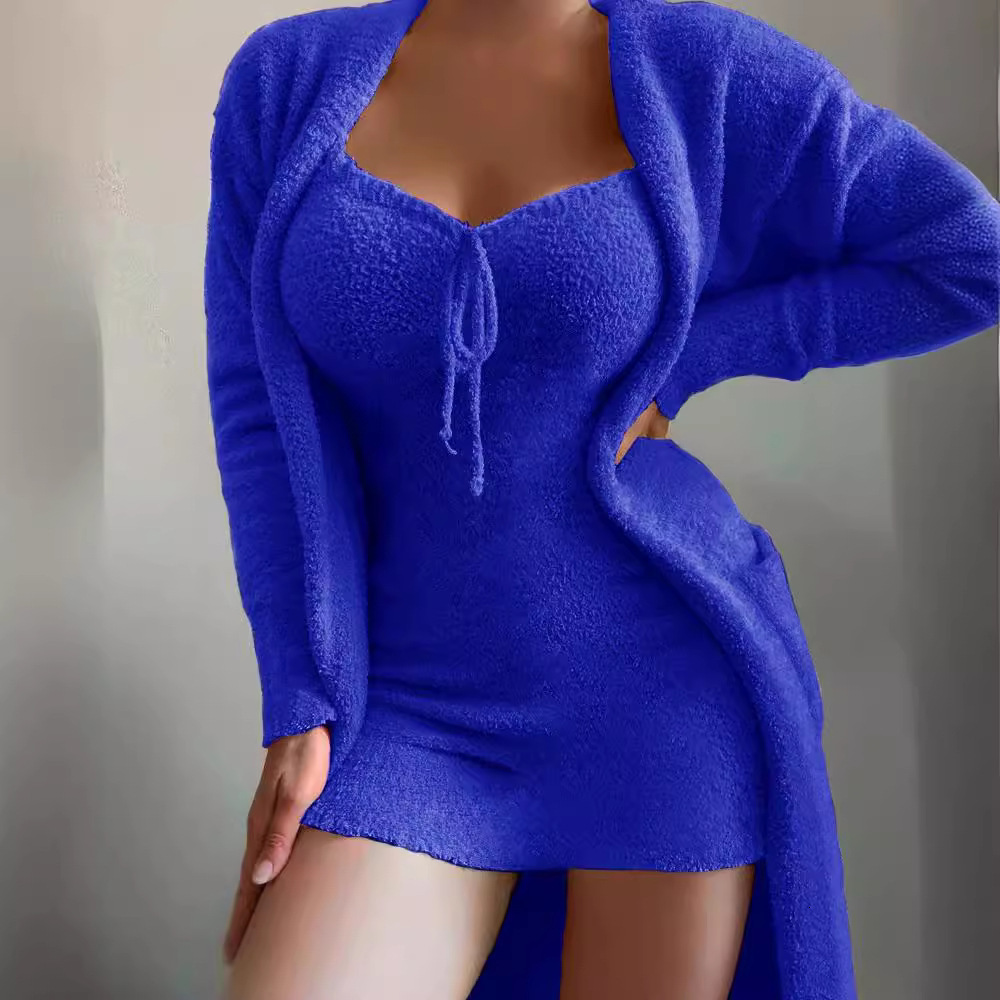 Two Piece Set Women Autumn Winter Solid Velvet Long Sleeve Crop Tops & Drawstring Pants Sets Sexy Outfits for Sweat Suits 210520