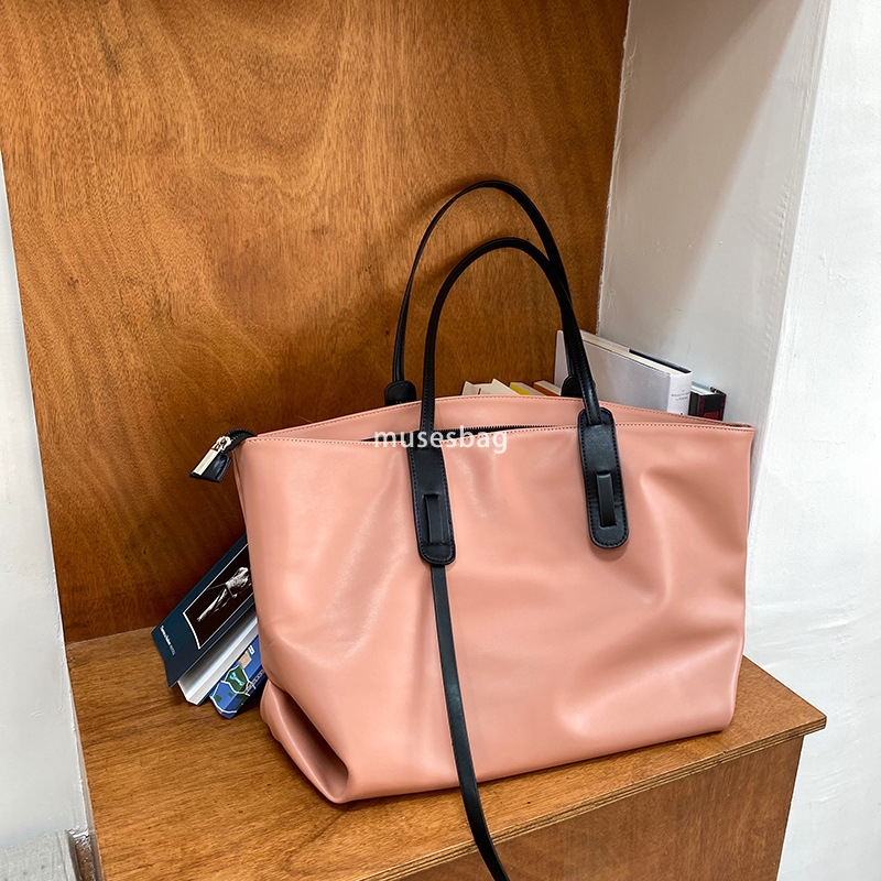 New Korean version PU leather waterproof soft surface bag minimalist tote bag casual large capacity single shoulder bag women's trend