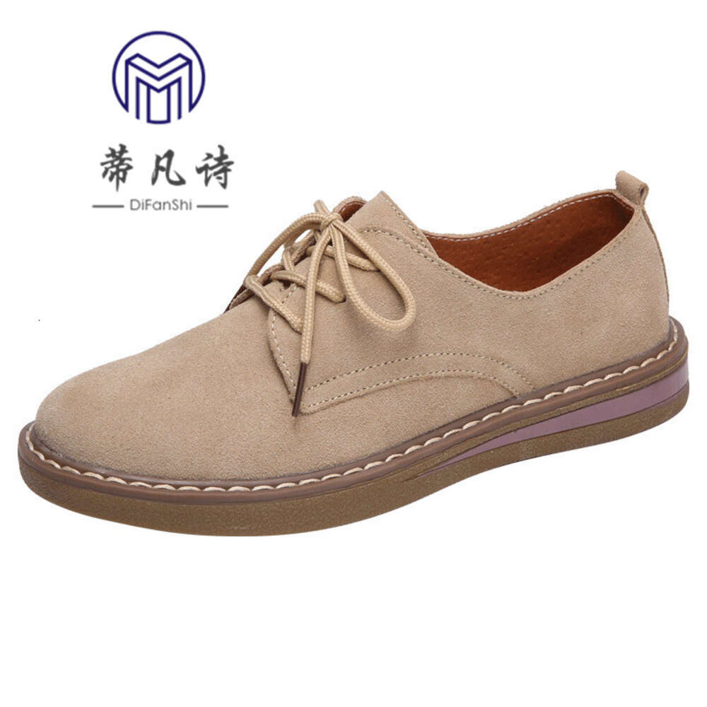 Ddmysports Spring Autumn English Style Small With Genuine Leather Flat Bottom And Shallow Mouth Single For Versatile Pregnant Women S Casual Shoes OUT