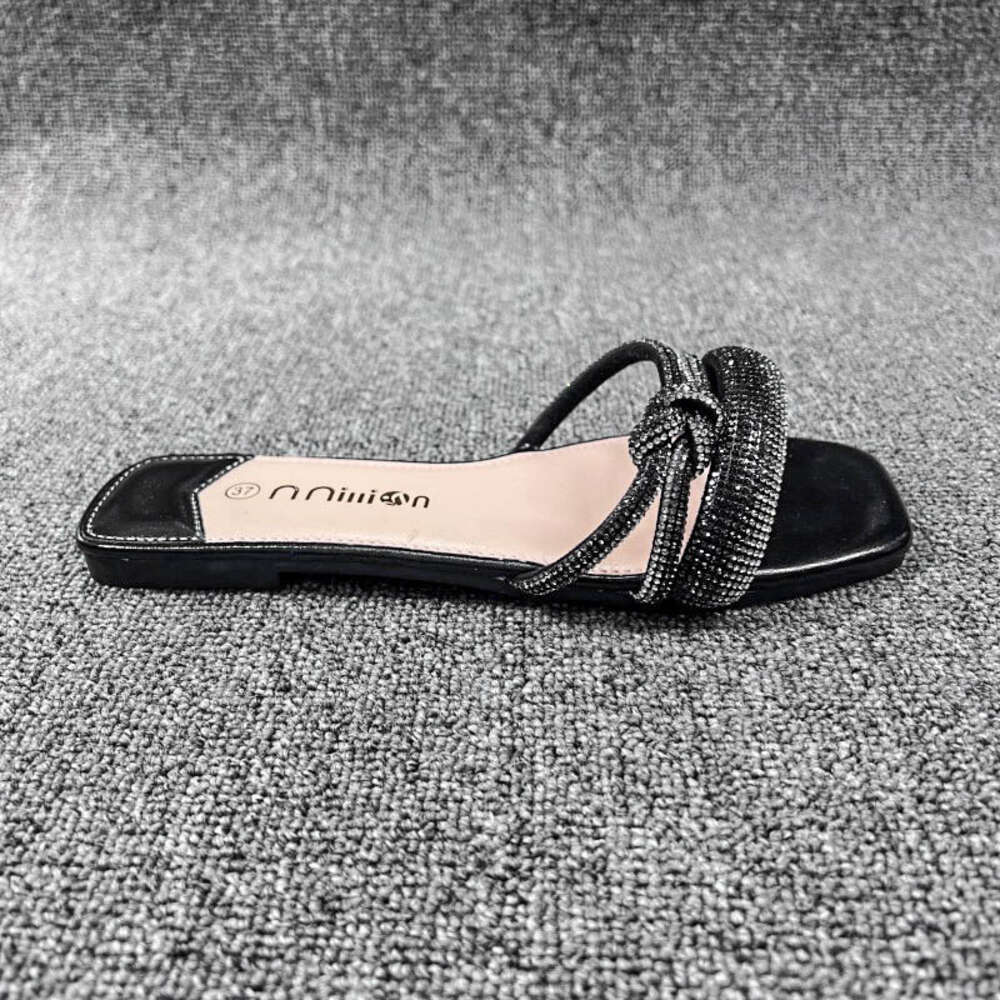 Shoes Slides Slippers New Women S Slippers Summer Straight Line Rhinestones For Wearing On The Outside Ddmysaturn