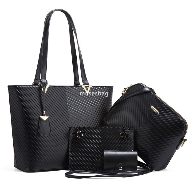High end women's designer new fashionable mother and child bag with large capacity simple European and American style bag set of four portable cr