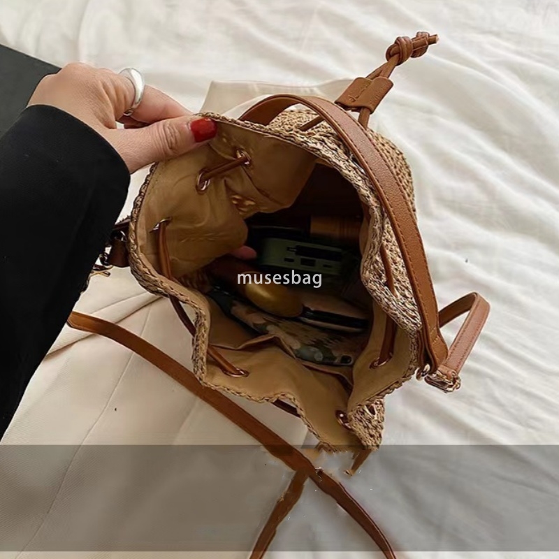 Fashionable Women's High Quality Simple Casual Large Capacity Baby Mom Buying Vegetables Practical Handheld Cute Woven Backpack Woven Bag Handmad