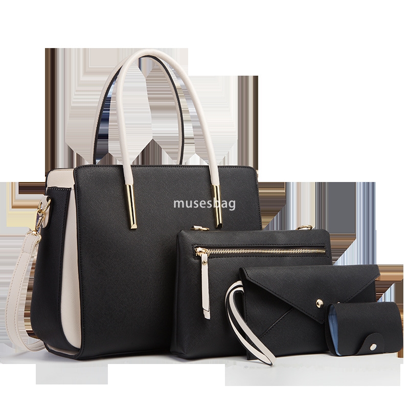 High quality women's European and American minimalist multifunctional handheld large capacity crossbody bag fashionable mother and child four pie