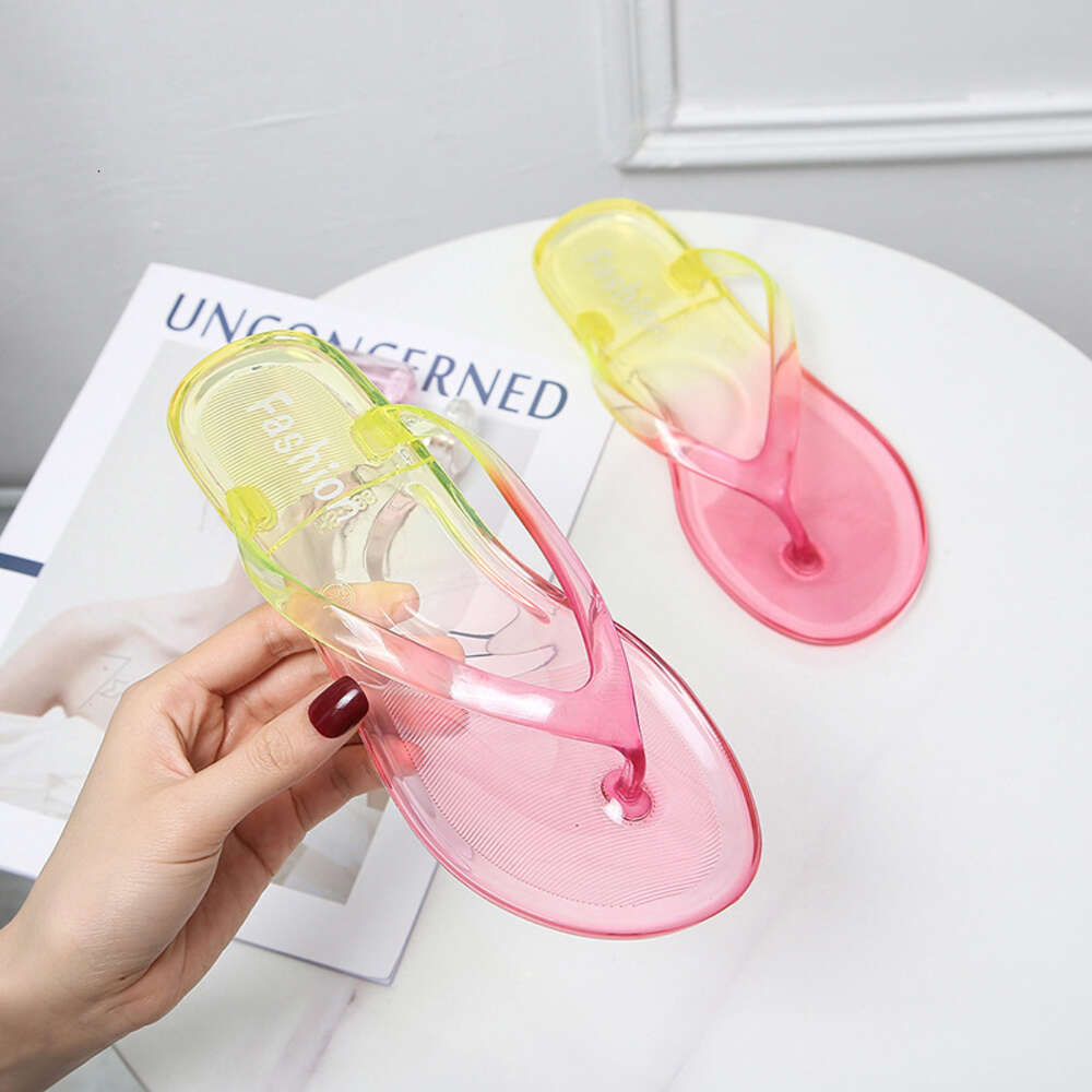 Slippers Two Herringbone For Women S Summer Fashion New Gradient Color Beach Crystal Shoes Straight Ddmysaturn