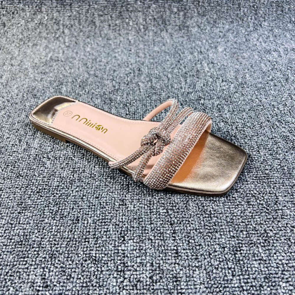 Shoes Slides Slippers New Women S Slippers Summer Straight Line Rhinestones For Wearing On The Outside Ddmysaturn