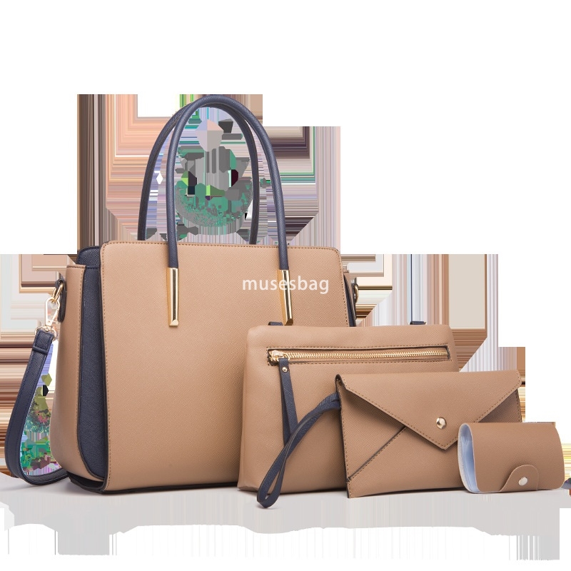 High quality women's European and American minimalist multifunctional handheld large capacity crossbody bag fashionable mother and child four pie