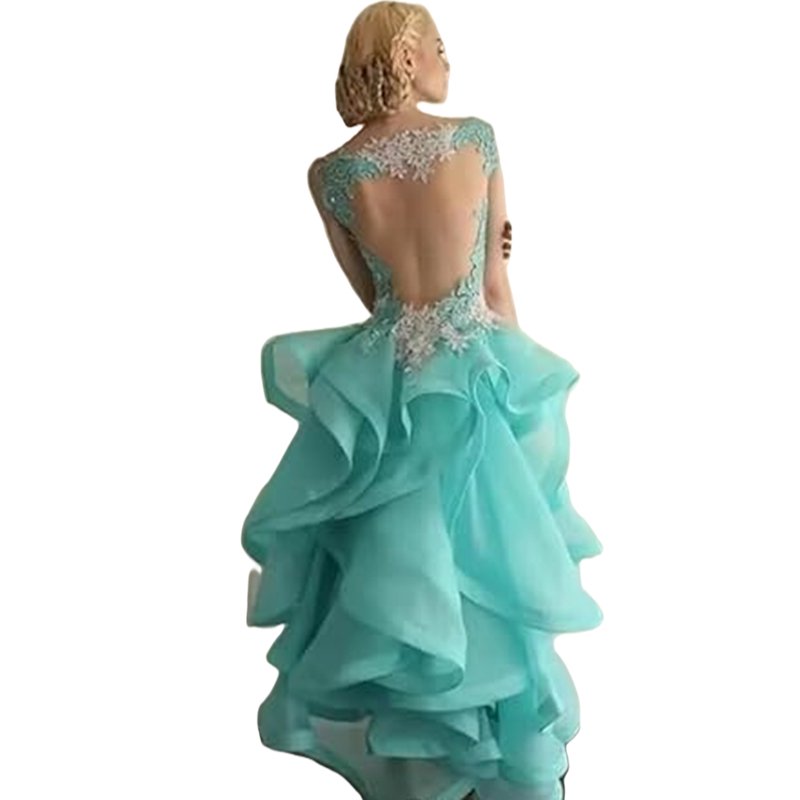 High Low Black And White Prom Dresses Ruffles Sexy Backless Special Occasion Dress Lace Appliques Cocktail Party Gown For Women 2024 Evening Robe De S