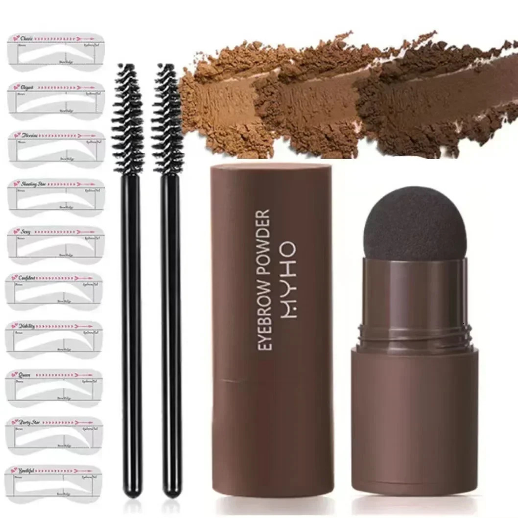 Complete professional Eyebrow Powder Stamp Shaping Kit makeup brushes eyebrow paint eyebrow pencil Eye Brows Stencil 240709