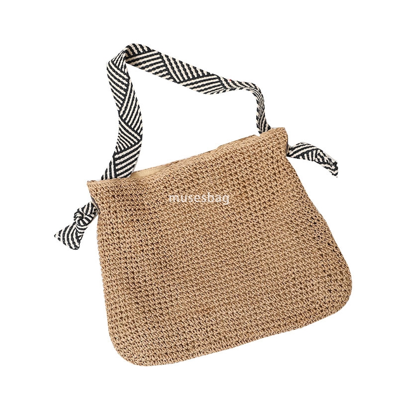 Han Feng Women's High Quality Fashion Simplicity Large Capacity Instagram Navy Style Grass Weaving Handmade One Shoulder Woven Bag Versatile Vaca